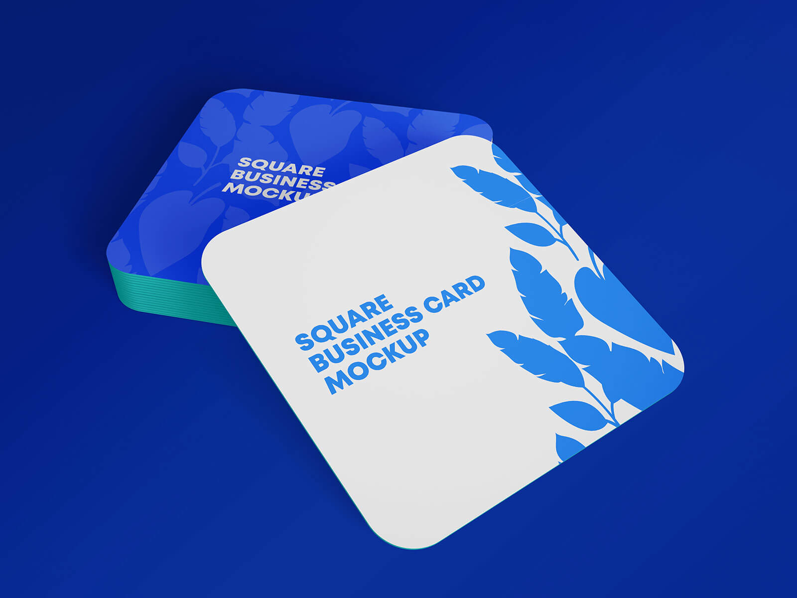 Free Rounded Corners Square Business Card Mockup PSD Set (1)