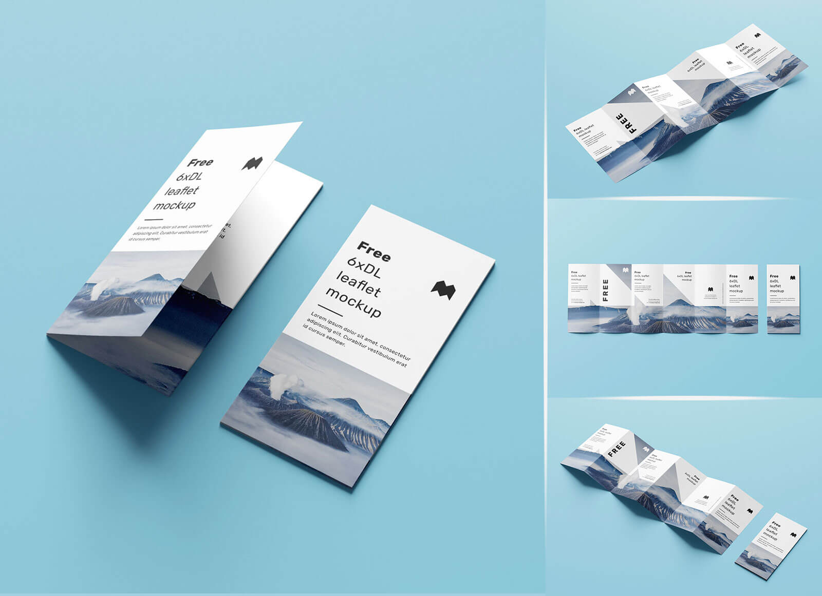 Free 20-Fold Brochure / Leaflet DL Mockup PSD Set - Good Mockups Regarding 6 Panel Brochure Template