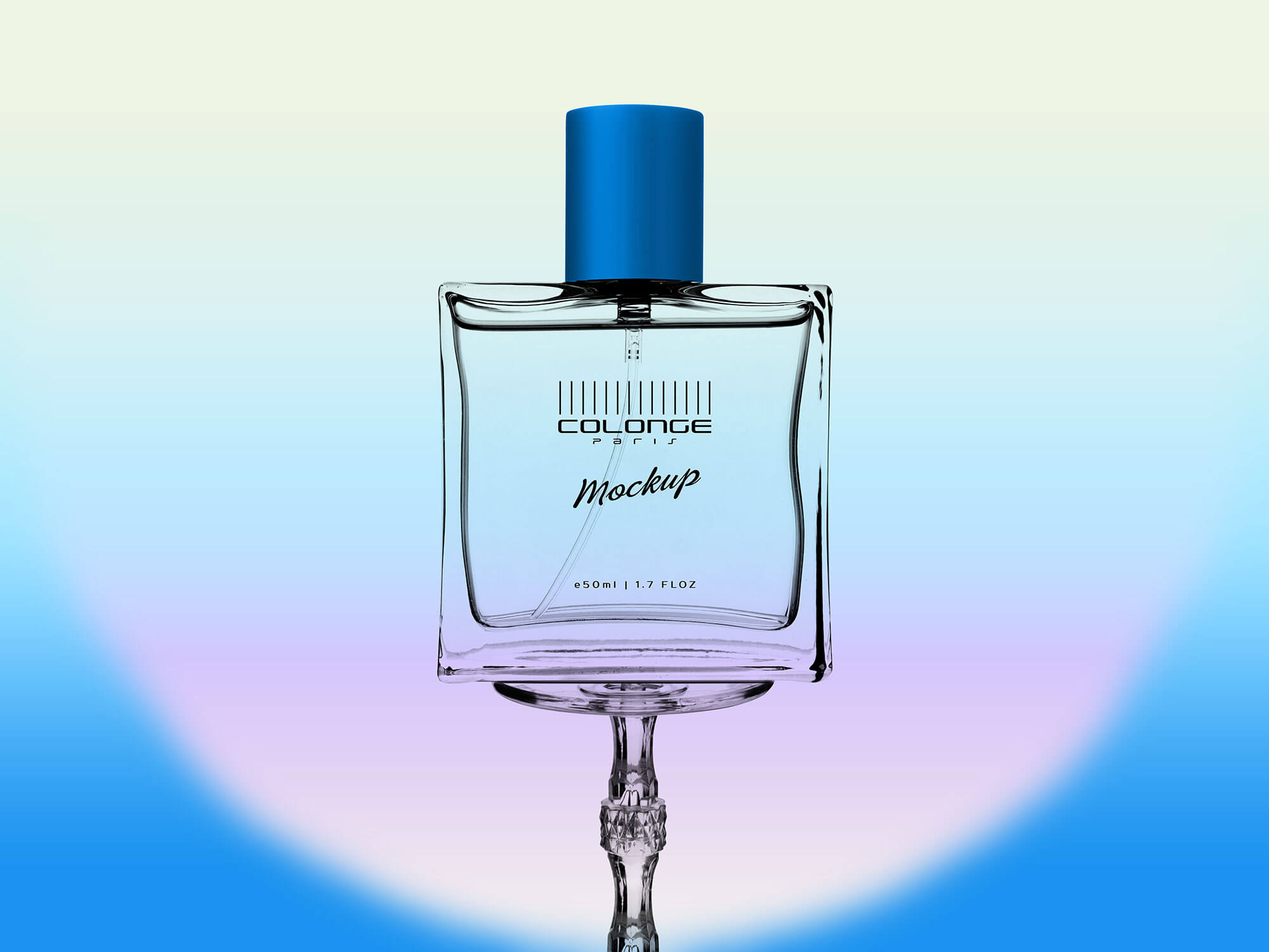 Free Beautiful Perfume Bottle on Stand Mockup PSD