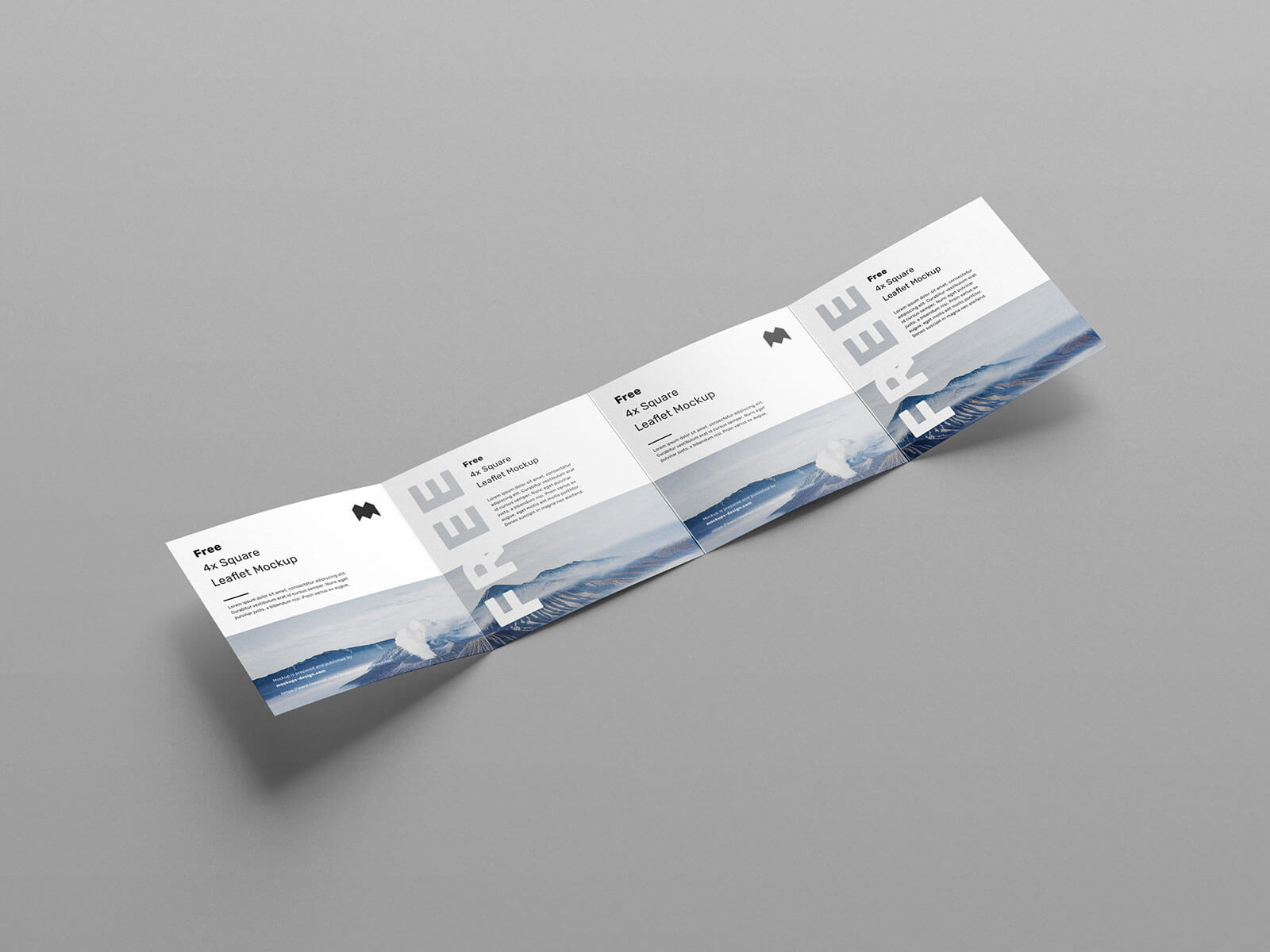 Free 4-Panel Quad-Fold Square Brochure Leaflet Mockup PSD Set