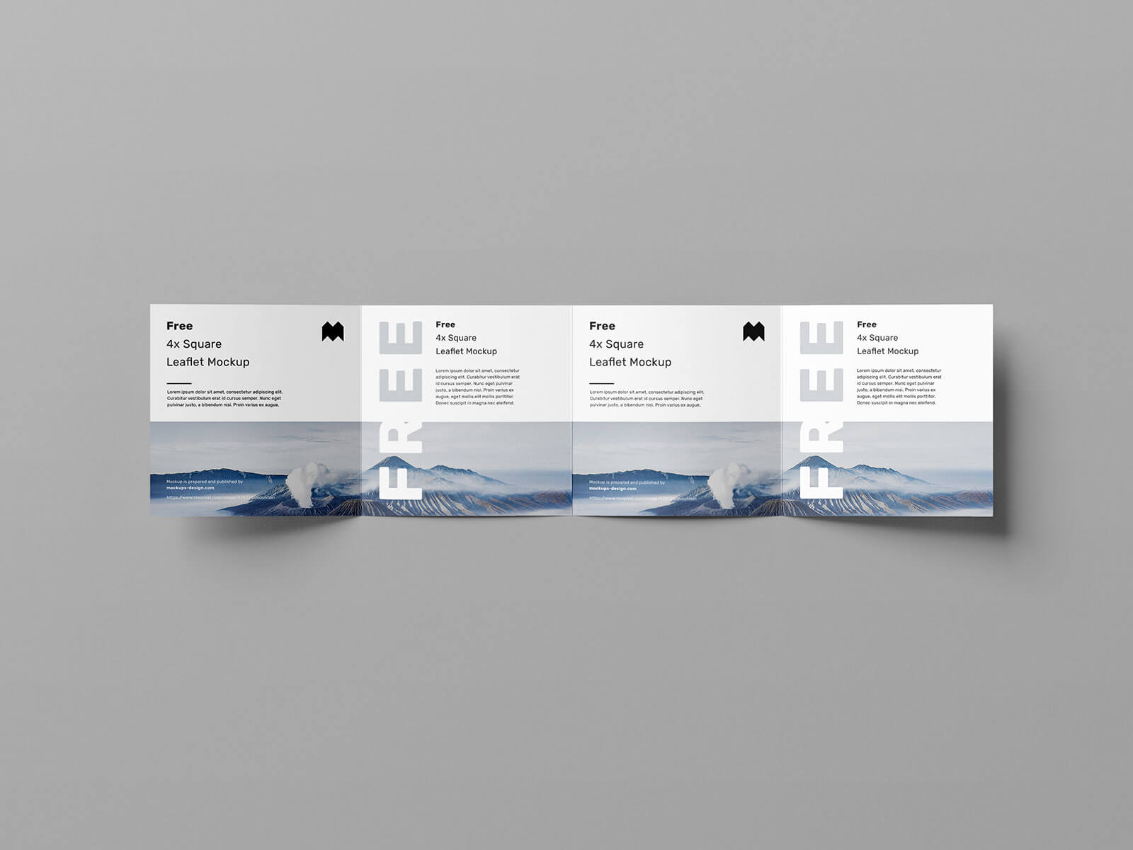 Free 4-Panel Quad-Fold Square Brochure Leaflet Mockup PSD Set