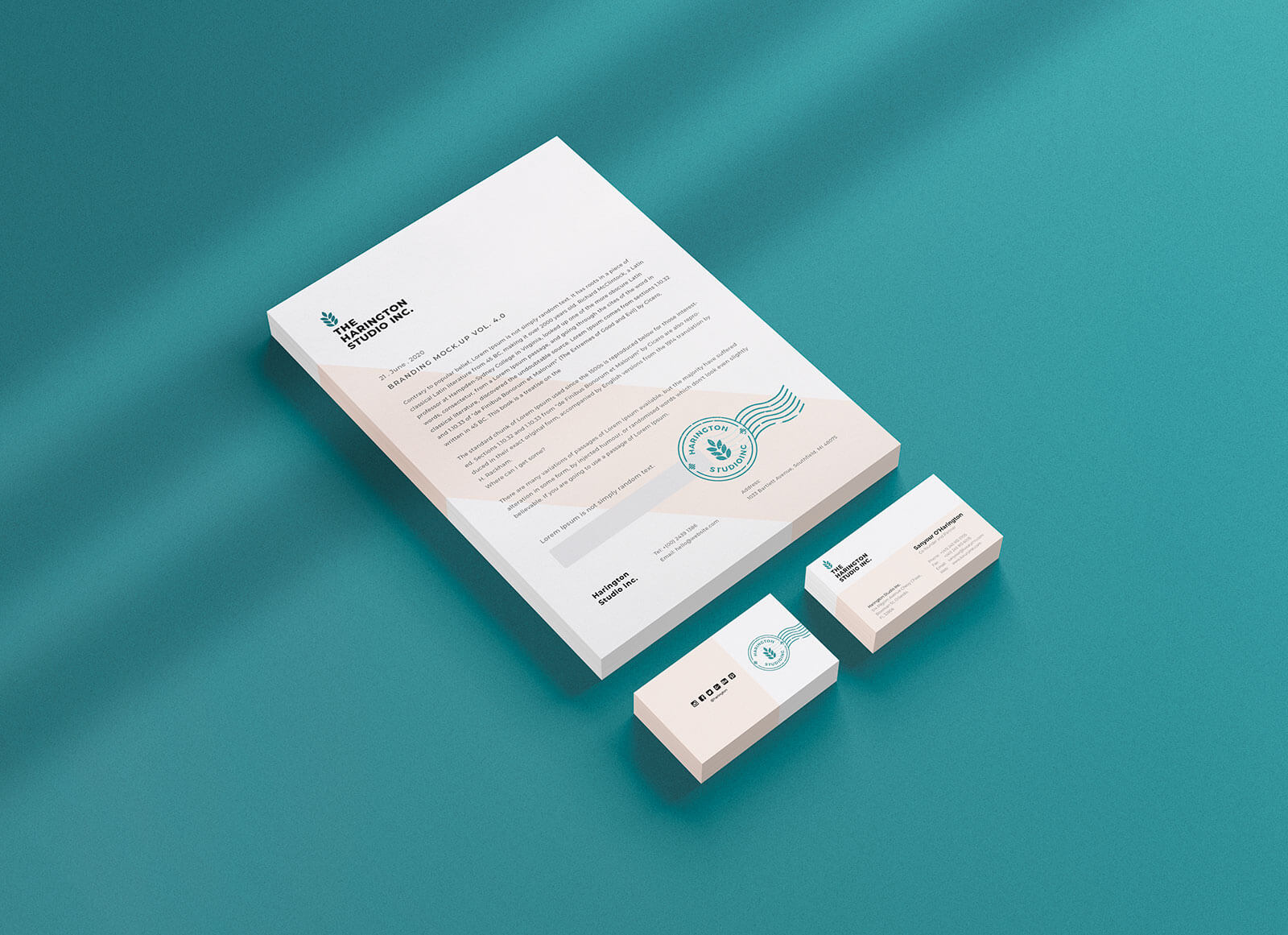 Download Free Isometric Stacked Letterhead Business Card Stationery Mockup Psd Good Mockups