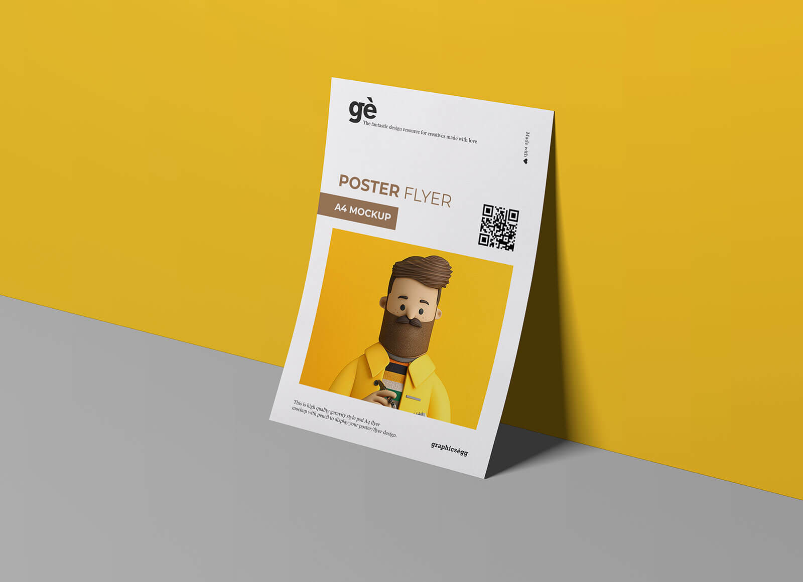 Free-Standing-Against-Wall-A4-Paper-Flyer-Mockup-PSD-File