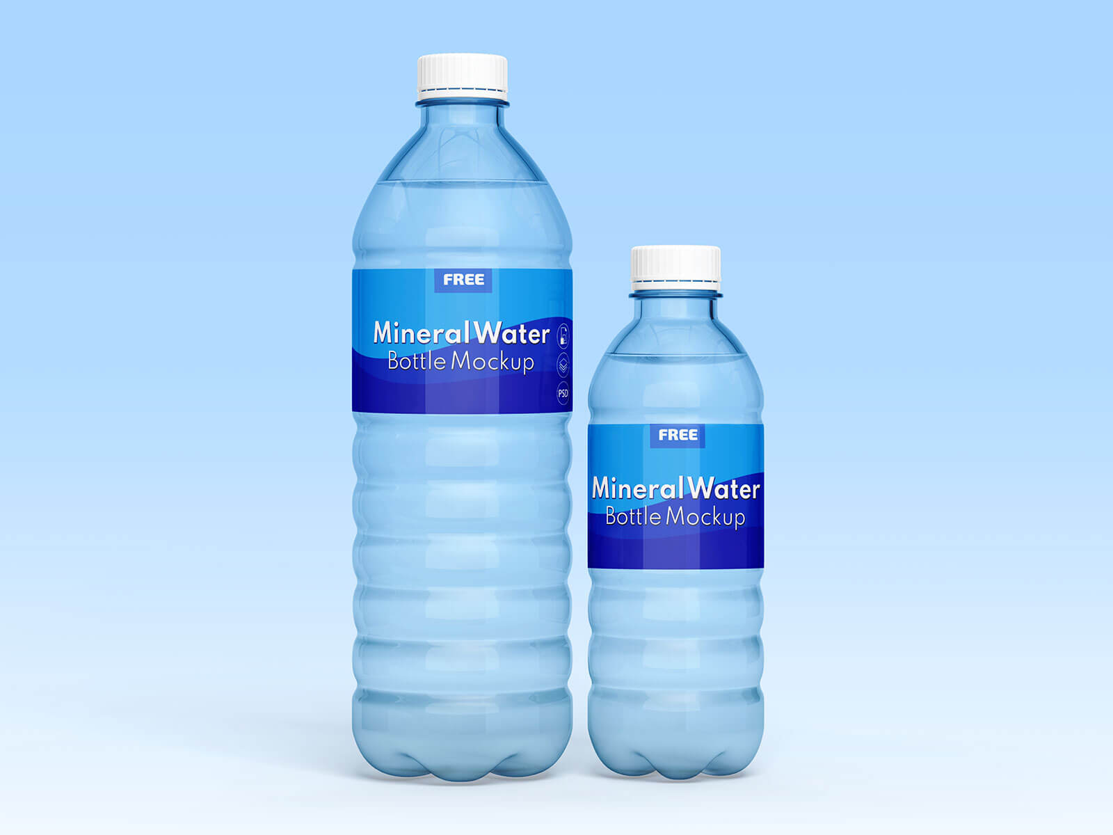 Free 1.5 & 0.5 Liter Drinking Mineral Water Bottle Mockup PSD Set
