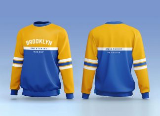 Free Sporty Crew Neck Full Sleeves Sweatshirt Mockup PSD Set (3)