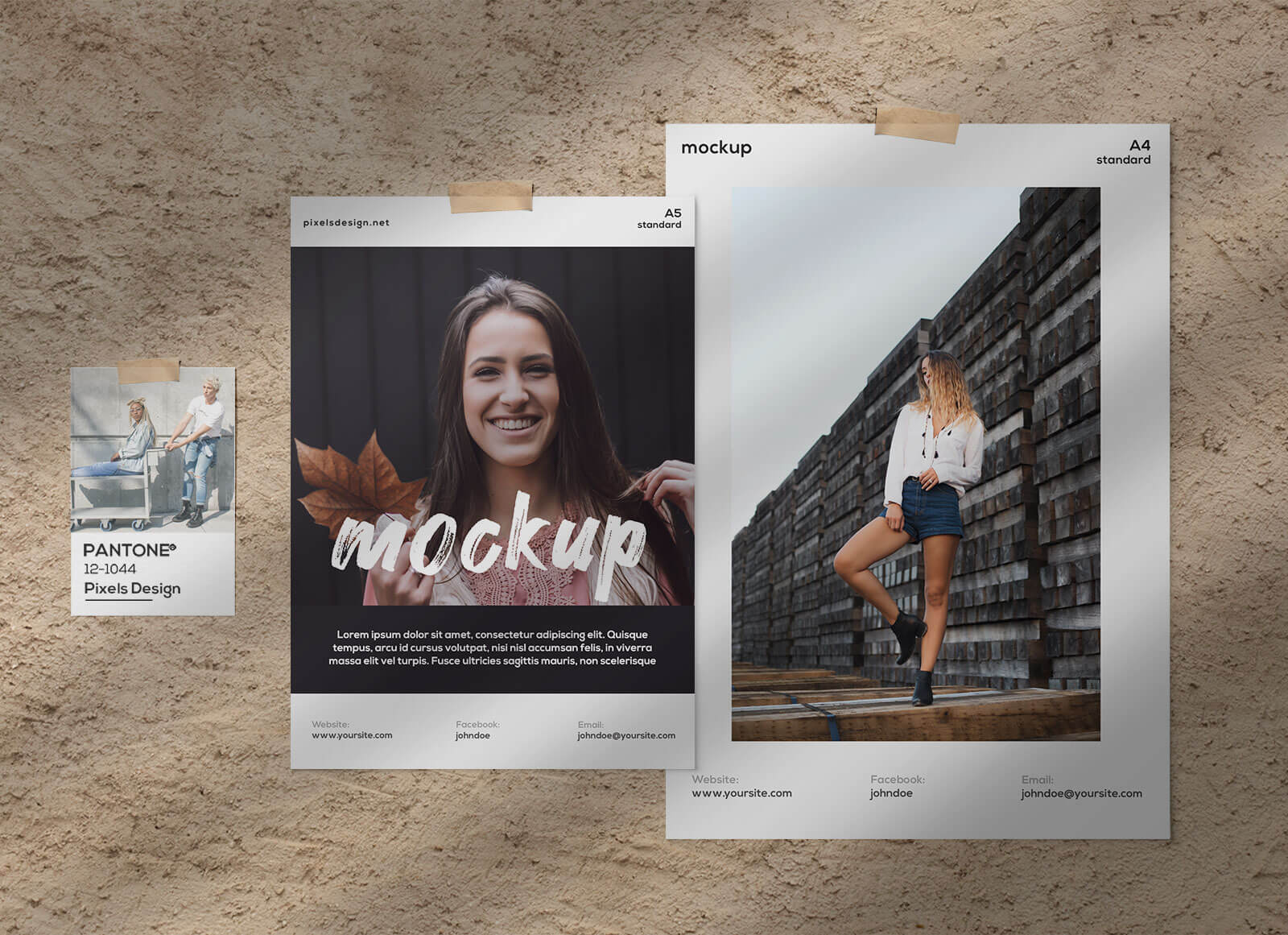 Free-A4-&-A5-Papers-Moodboard-Mockup-PSD-Scene