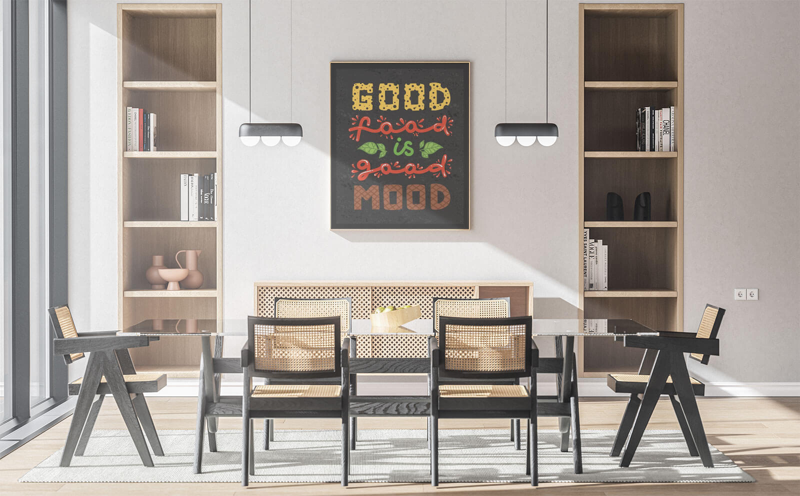 Download Free Dining Room Wall Canvas Poster Mockup PSD - Good Mockups