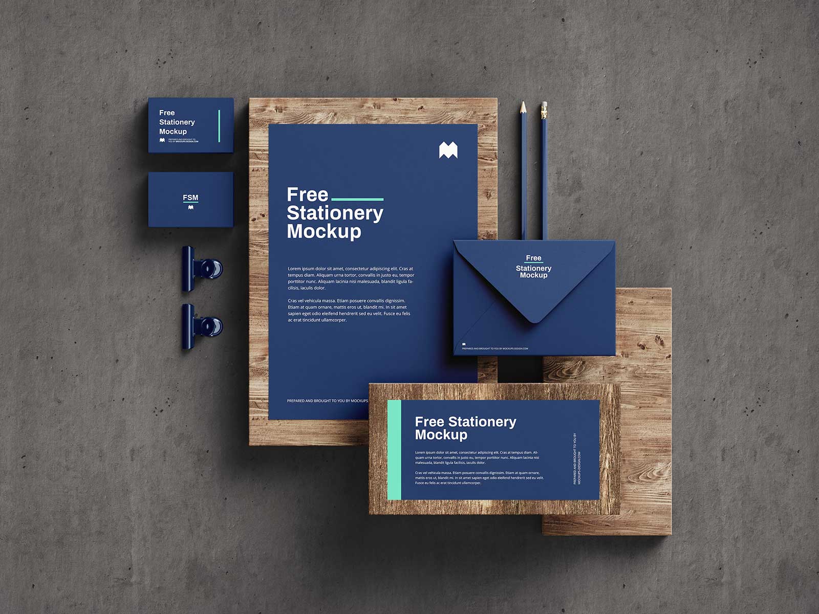 Download Free Wooden Planks Stationery Mockup PSD Set - Good Mockups