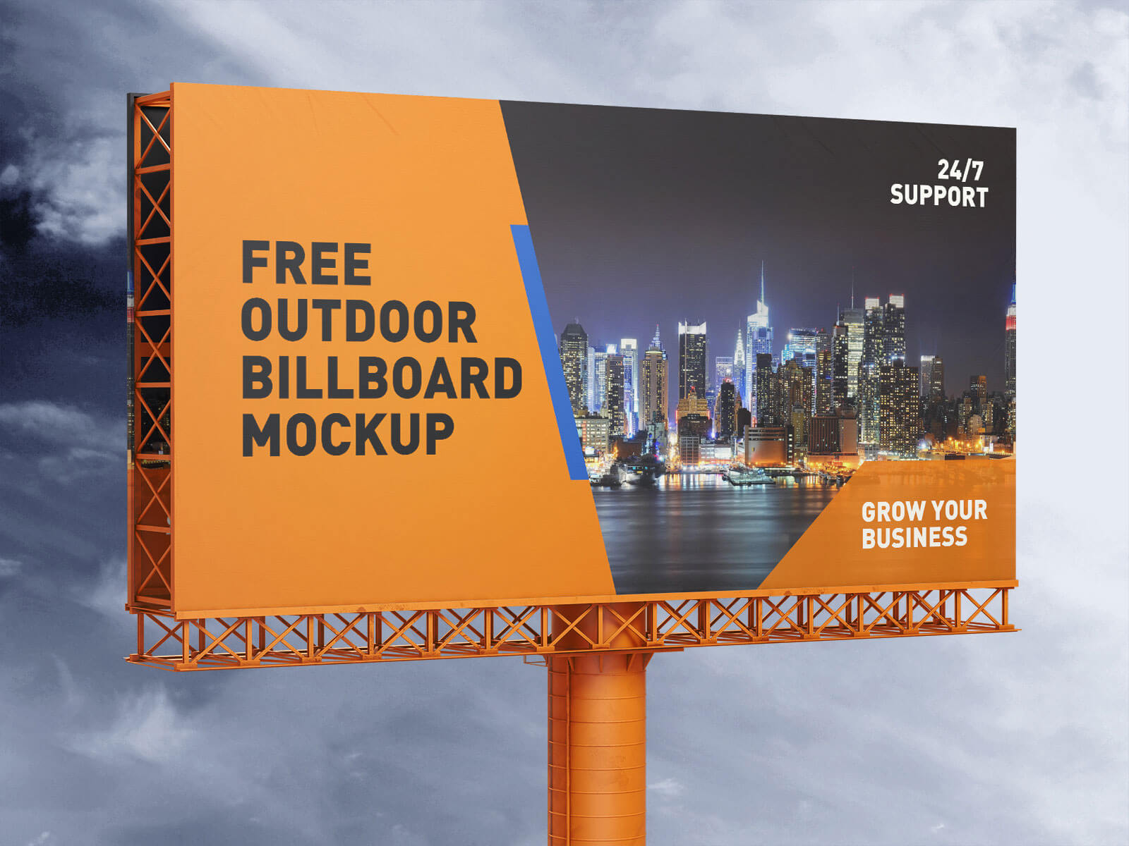 Free Outdoor Advertising Billboard / Hoarding Mockup PSD Set