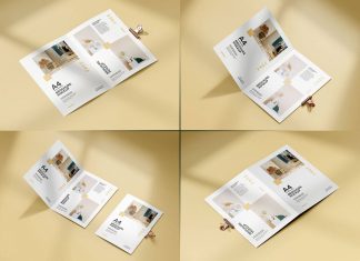Free Bi-Fold A4 Brochure Mockup PSD Set