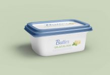 Free Butter Tub Container Mockup PSD