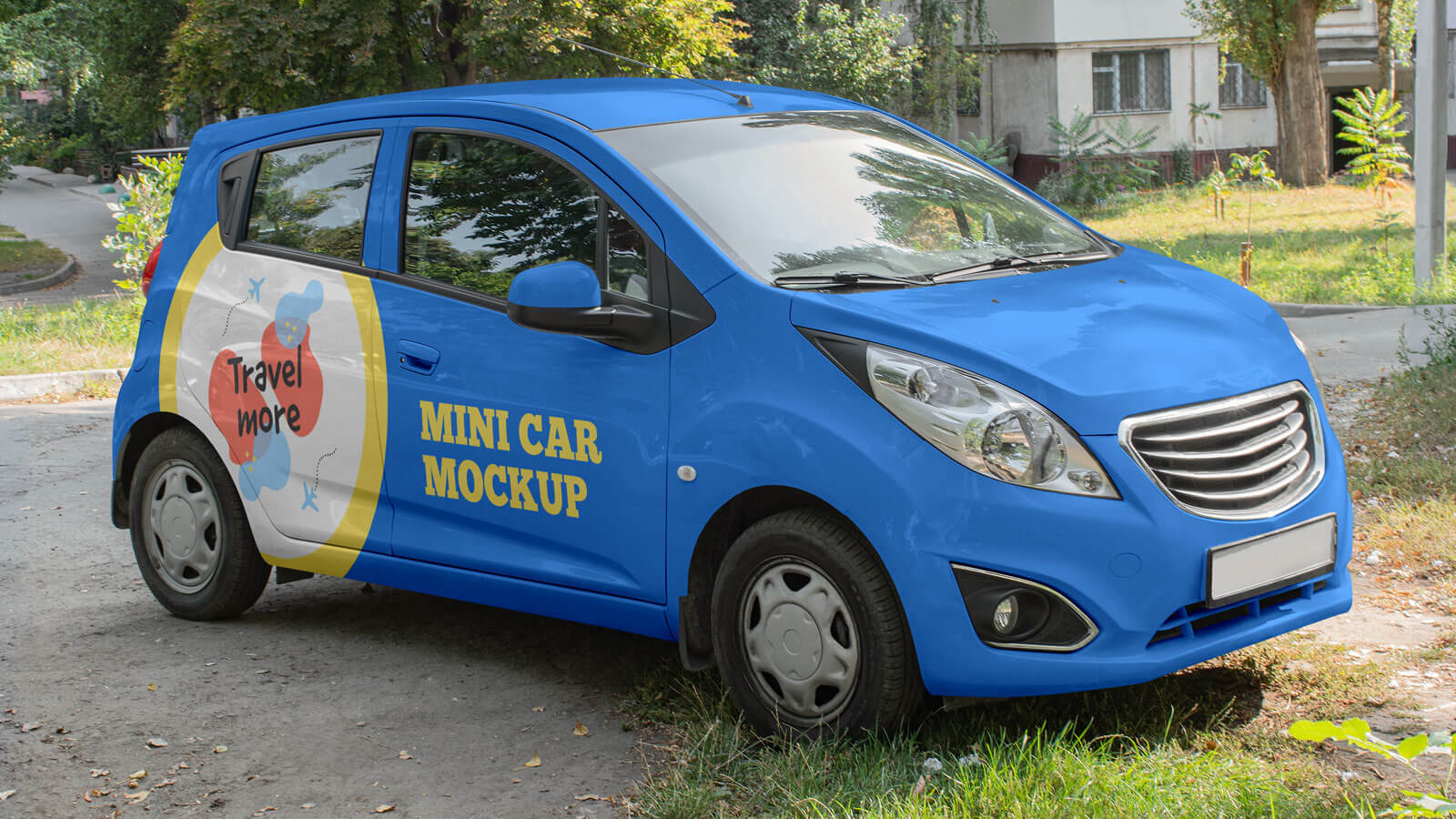 Free Electric Mini Car Branding Mockup PSD Set