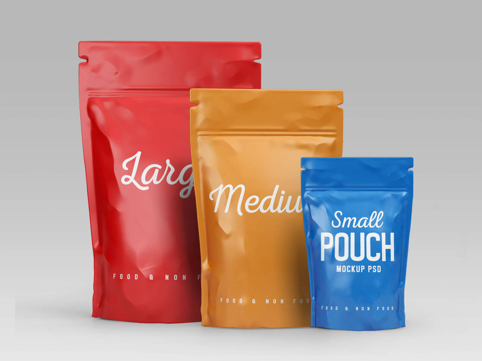 Free Stand-up Pouch (Doypack) Food Packaging Mockup PSD Set (3)