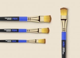Free Paint Brush Mockup PSD Set