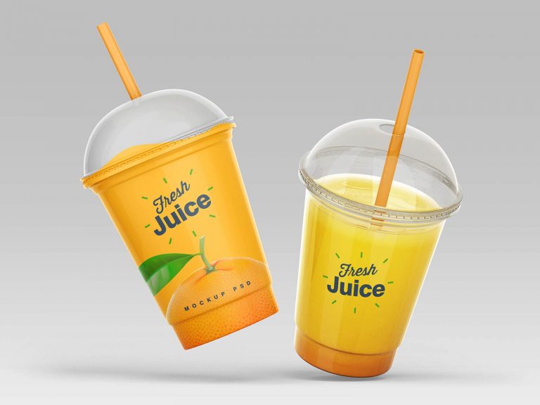 Download 4 Free Clear Plastic Disposable Juice Cup With Dome Lid Mockup PSD Set - Good Mockups