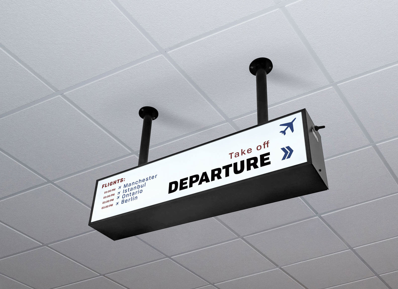 Download Free Arrival Departure Airport Signage Mockup Psd Good Mockups