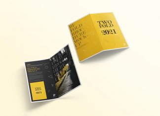 Free-Front-&-Back-Bi-Fold-Brochure-Mockup-PSD