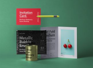 Free-Half-Fold-Brochure-&-Invitation-Card-Stationery-Mockup-PSD