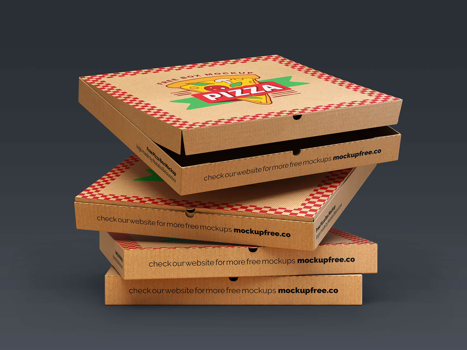 Free Open & Close Pizza Box Packaging Mockup PSD Set