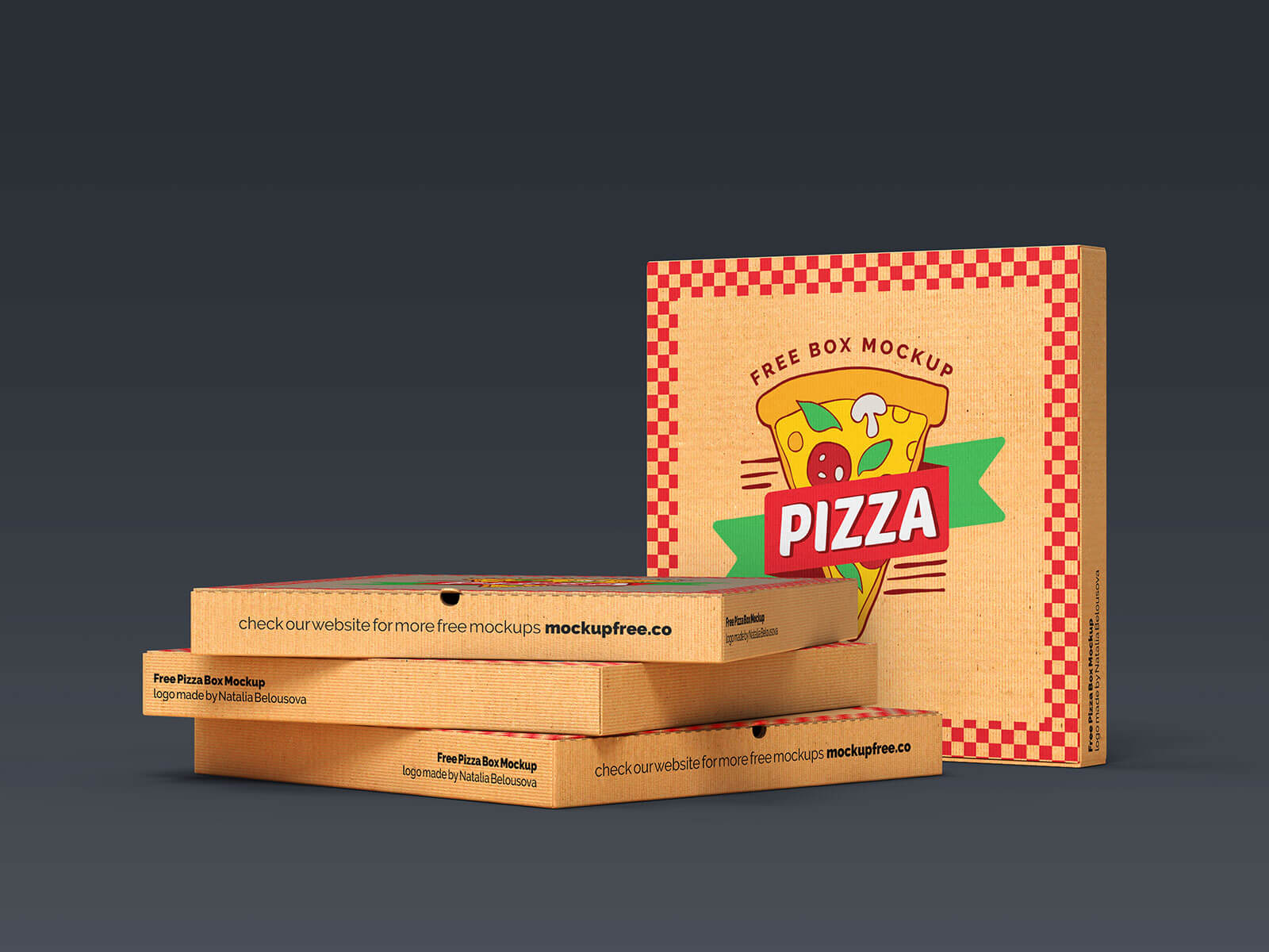 Free Open & Close Pizza Box Packaging Mockup PSD Set