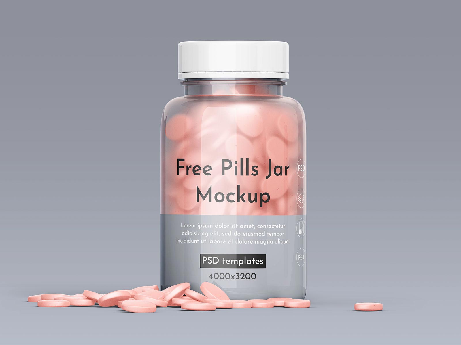 Free Pill Jar / Bottle Container Mockup PSD