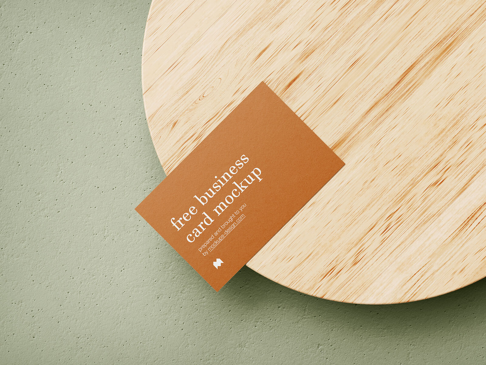 Free Business Card On Wooden Tray Mockup PSD