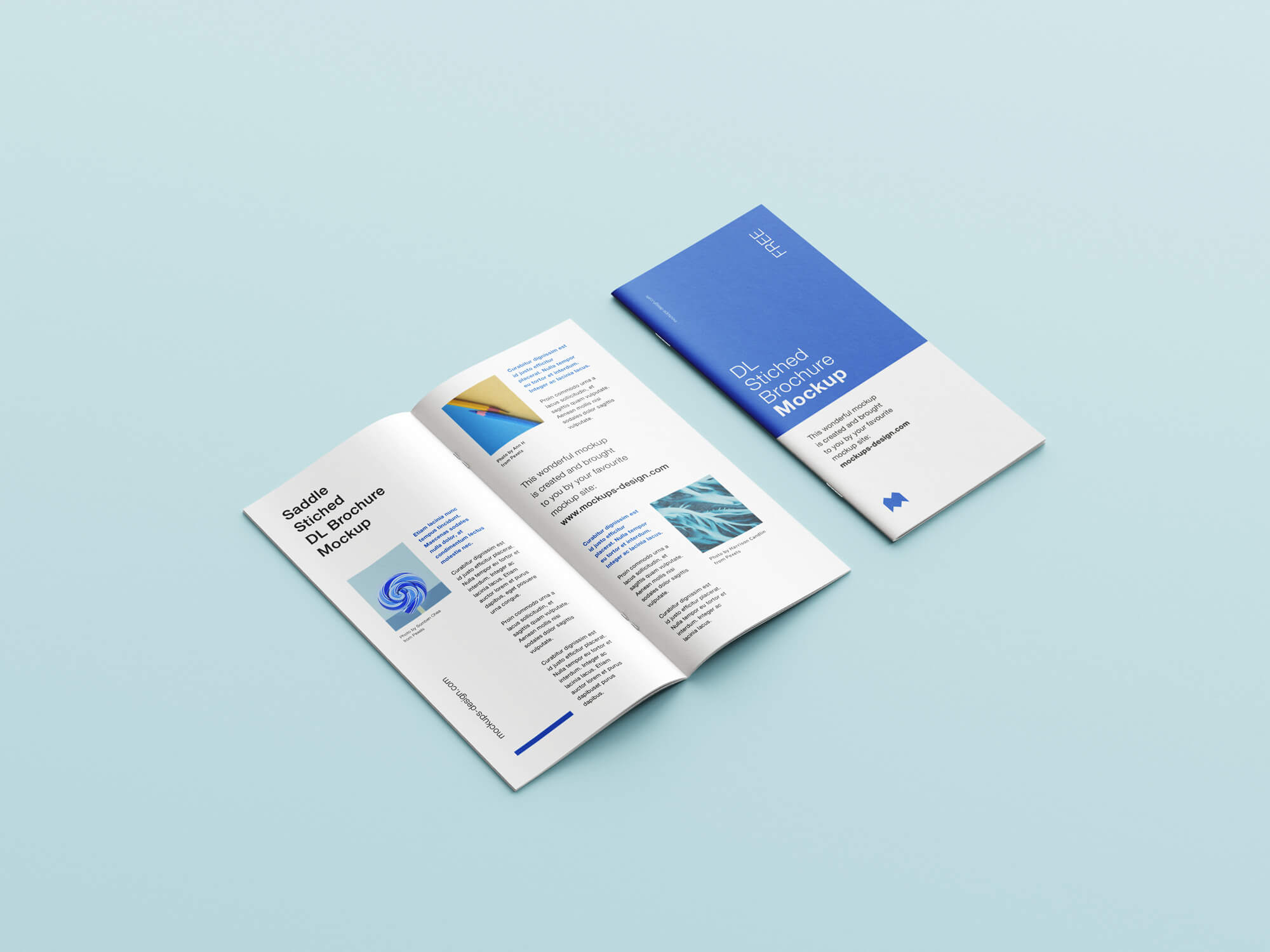 Free Saddle Stitched DL Brochure Mockup PSD Set