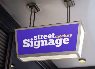 Free Trapezoid Shape Street Signboard Mockup PSD