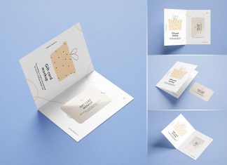Free Bi-Fold Gift Card Mockup PSD Set