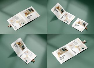 Free Bi-Fold Square Brochure Mockup PSD