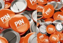 Free Jumbled Up Round Pin Badge Mockup PSD Set