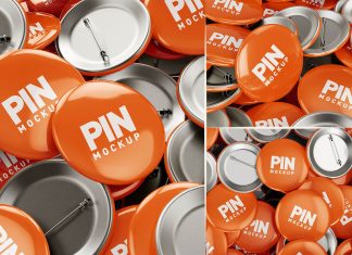 Free Jumbled Up Round Pin Badge Mockup PSD Set