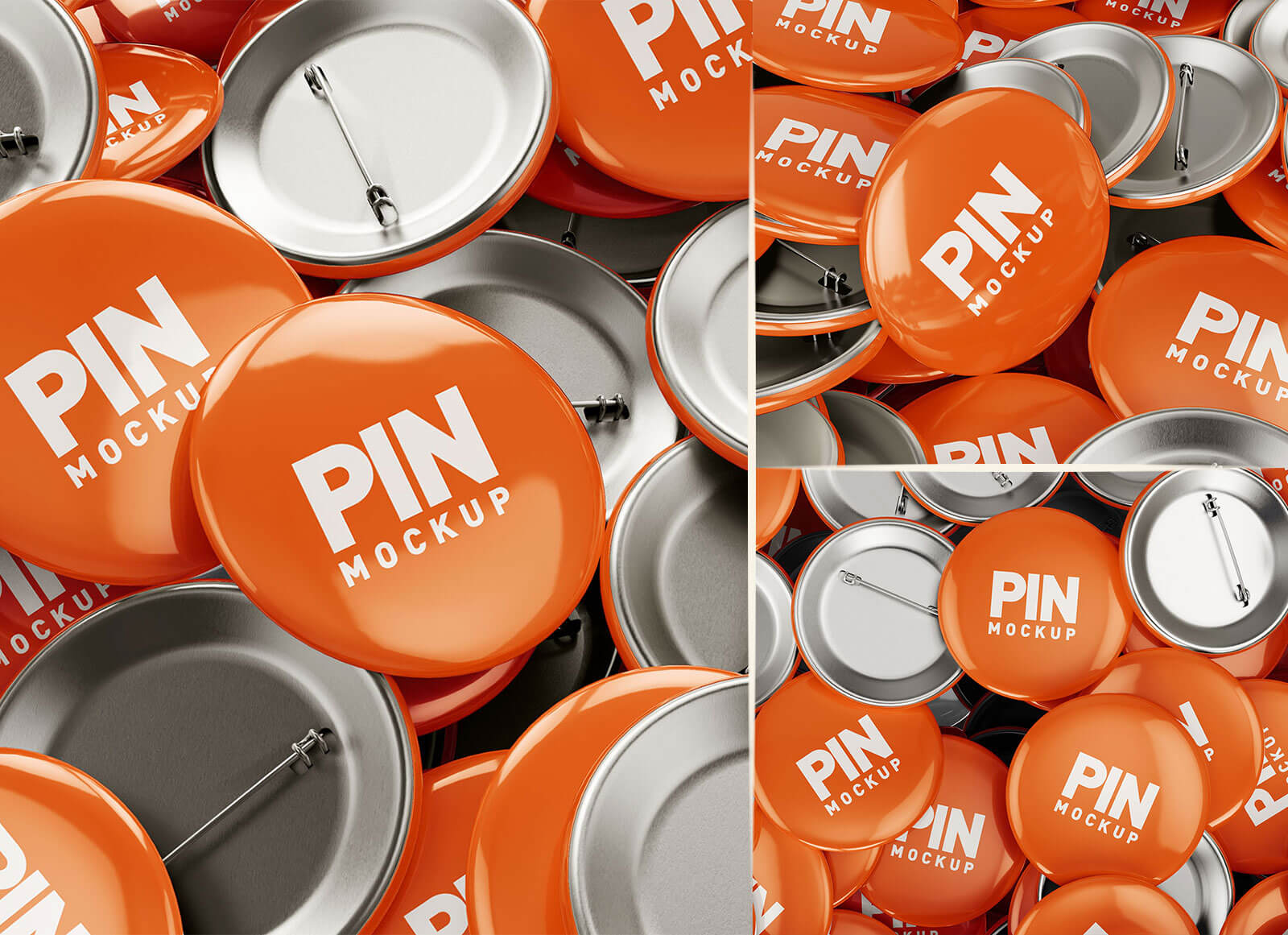 Download Free Jumbled Up Round Pin Badge Mockup PSD Set - Good Mockups