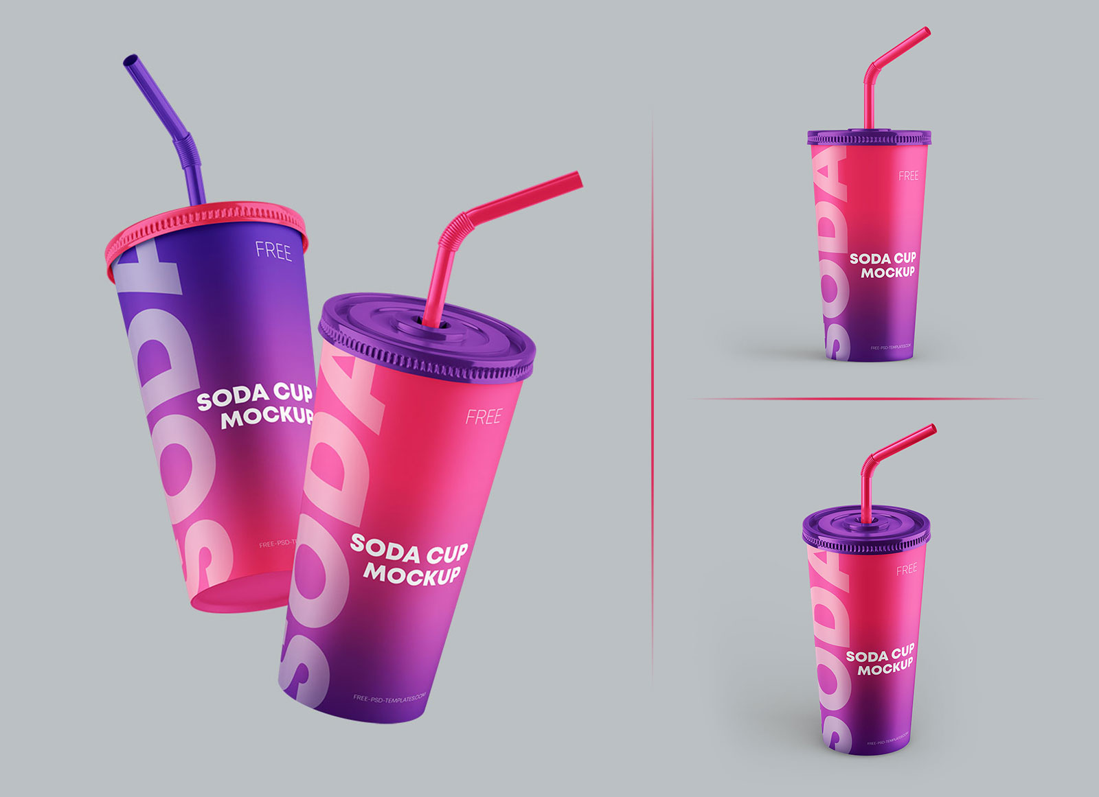 Realistic Mockup of a Soda Cup with or without Straw (FREE