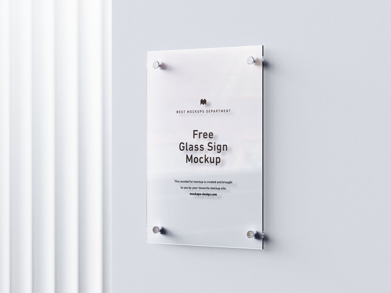 Free Wall Mounted Etched Glass Sign Mockup PSD Set