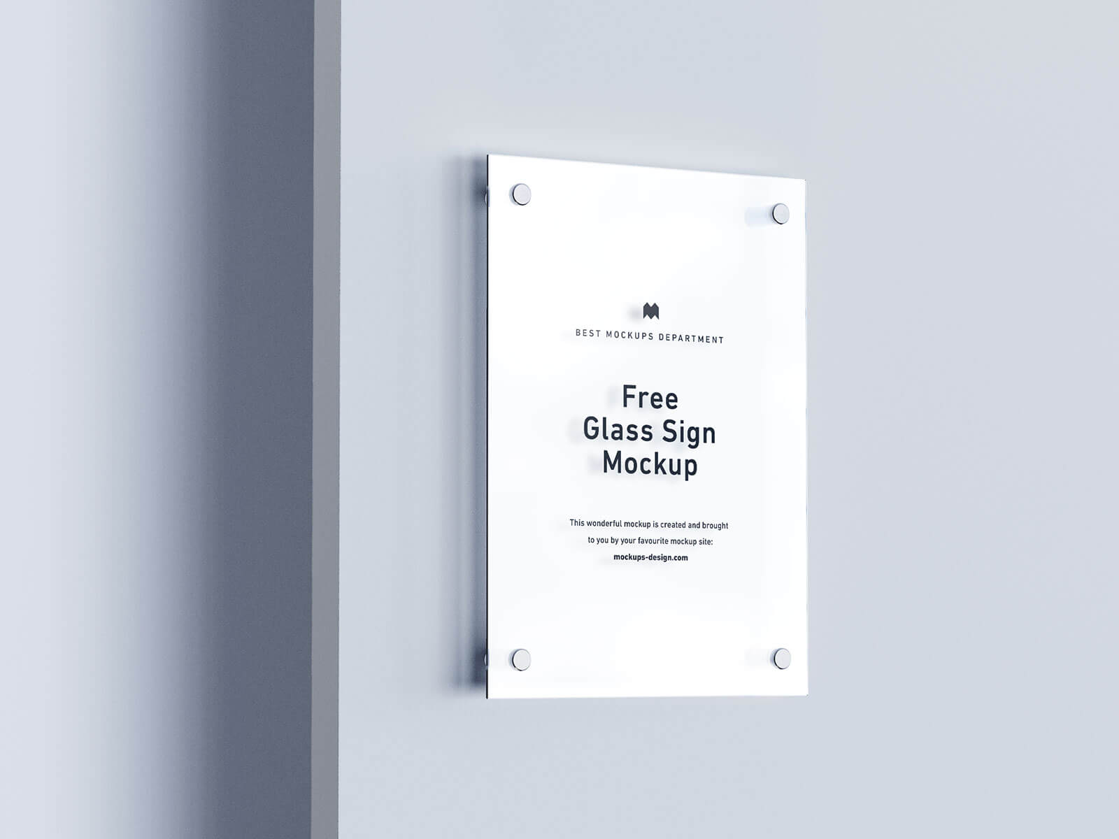 Free Wall Mounted Etched Glass Sign Mockup PSD Set