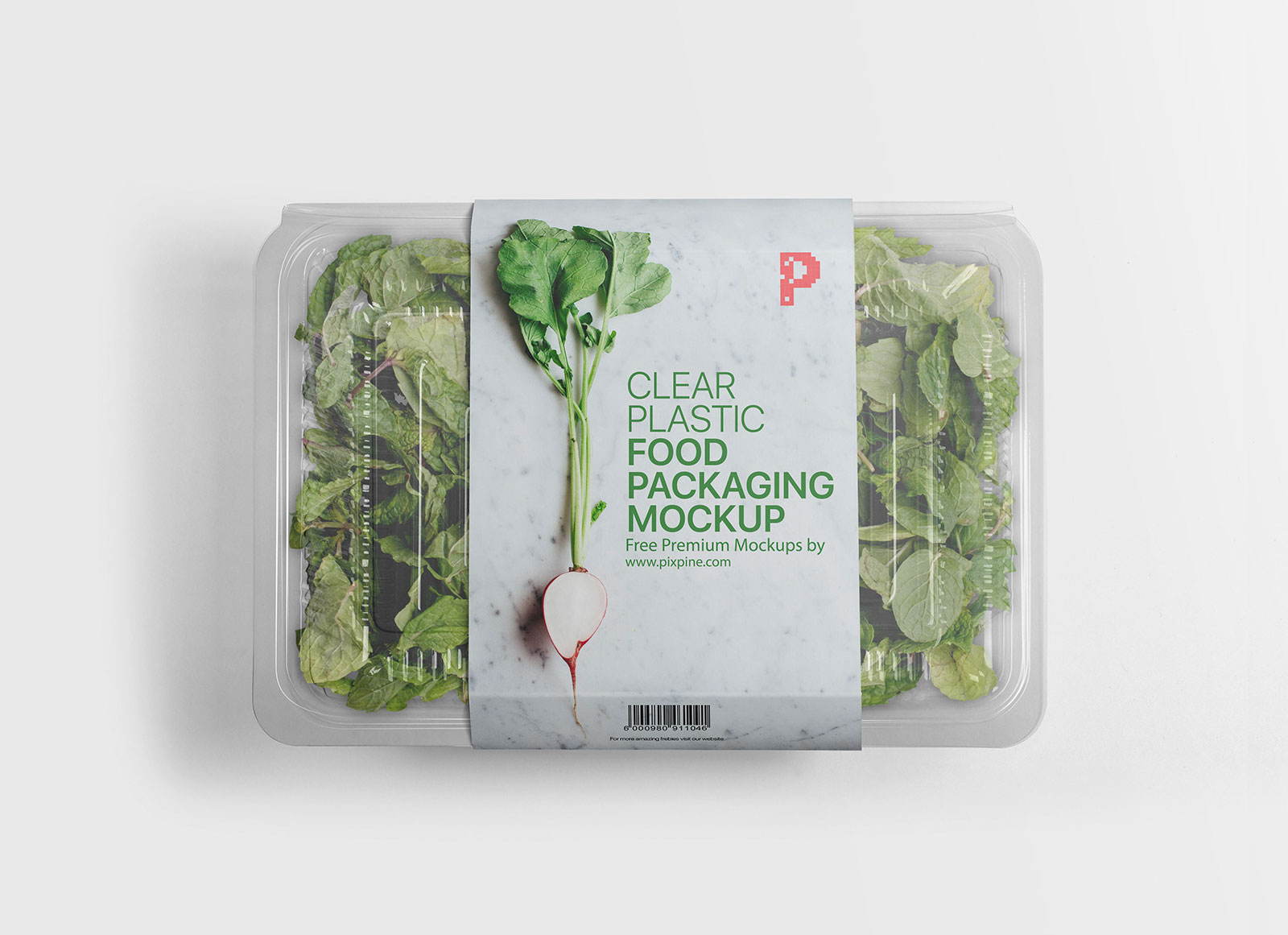 Free Transparent Plastic Vegetable Food Packaging Mockup PSD