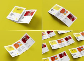 7 Free A5 Tri-Fold Brochure Mockup PSD Set