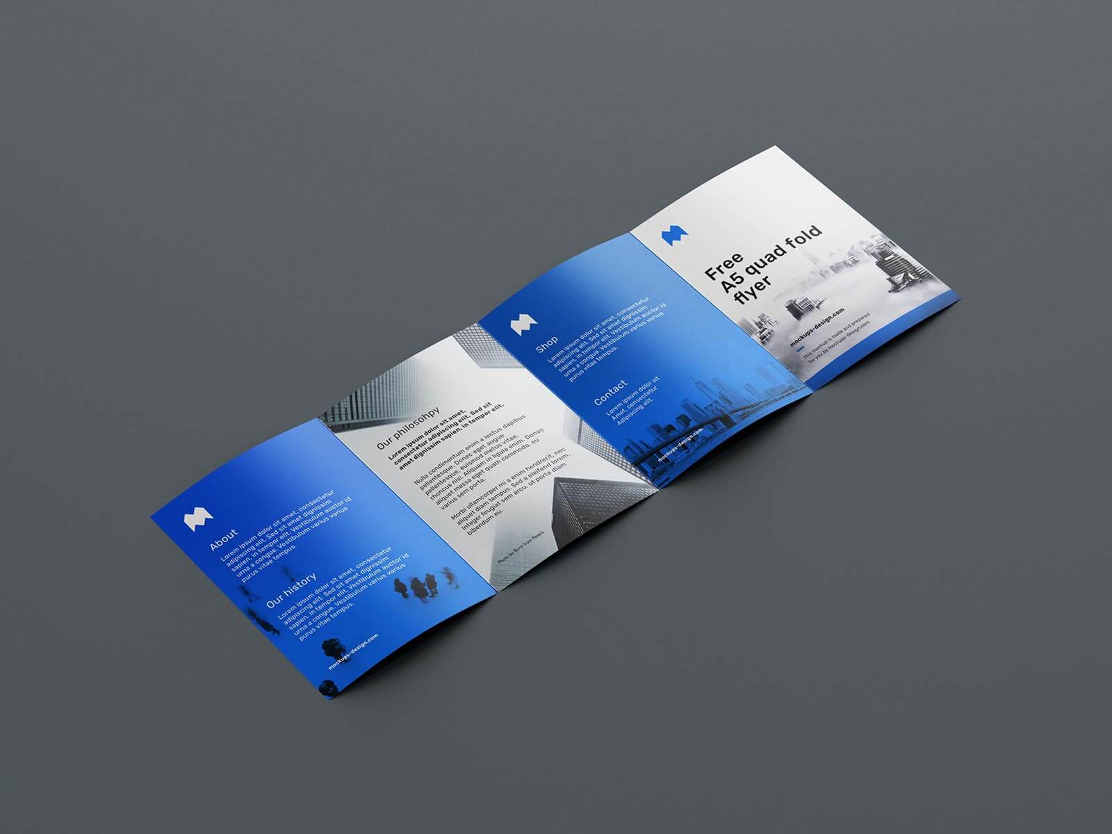Free 4-Fold Quad Fold A5 Brochure Mockup PSD
