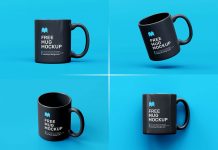 Free Ceramic Coffee Mug Mockup PSD Set