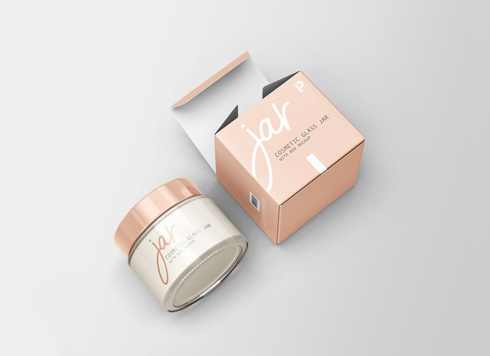 Free Cosmetic Glass Jar with Box Packaging Mockup PSD - Good Mockups