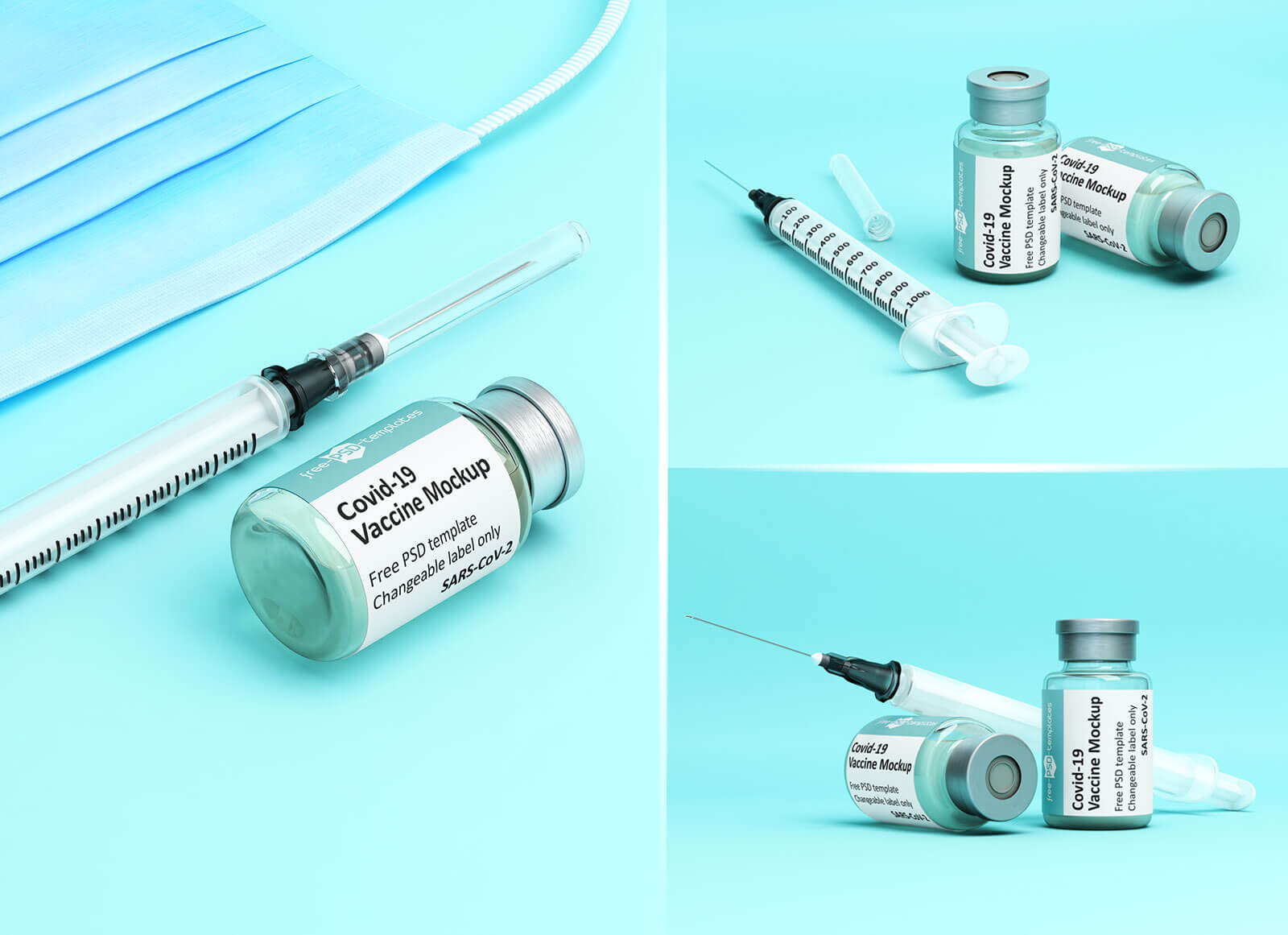 Download Free Covid 19 Vaccine Vial Injection Syringe Mockup Psd Set Good Mockups