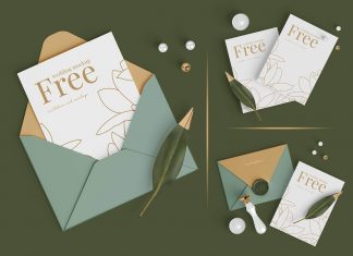 Free Invitation Card & Envelope Mockup PSD Set (1)