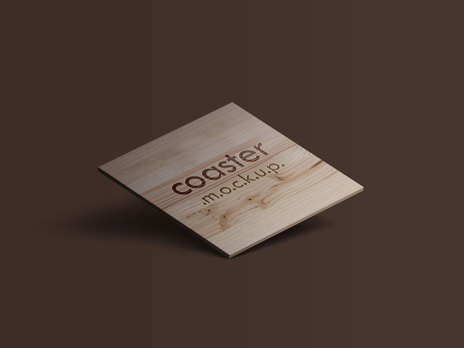 Free Square Coaster With Engraved Logo Mockup PSD