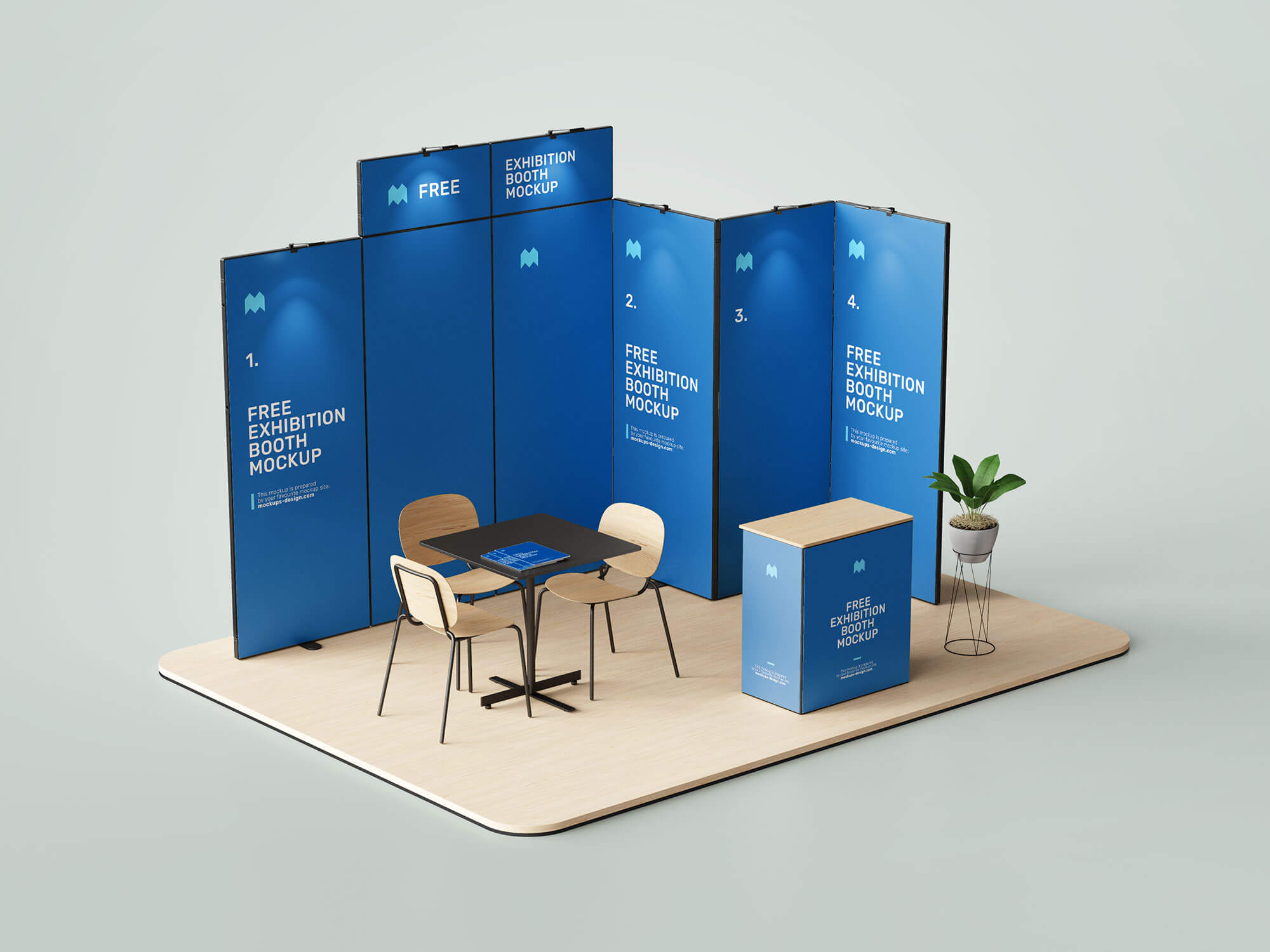 Free Exhibition Display Booth Mockup PSD Set