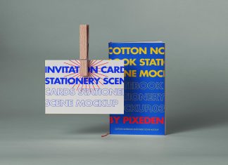 Free-Invitation-Card-&-Cotton-Notebook-Mockup-PSD