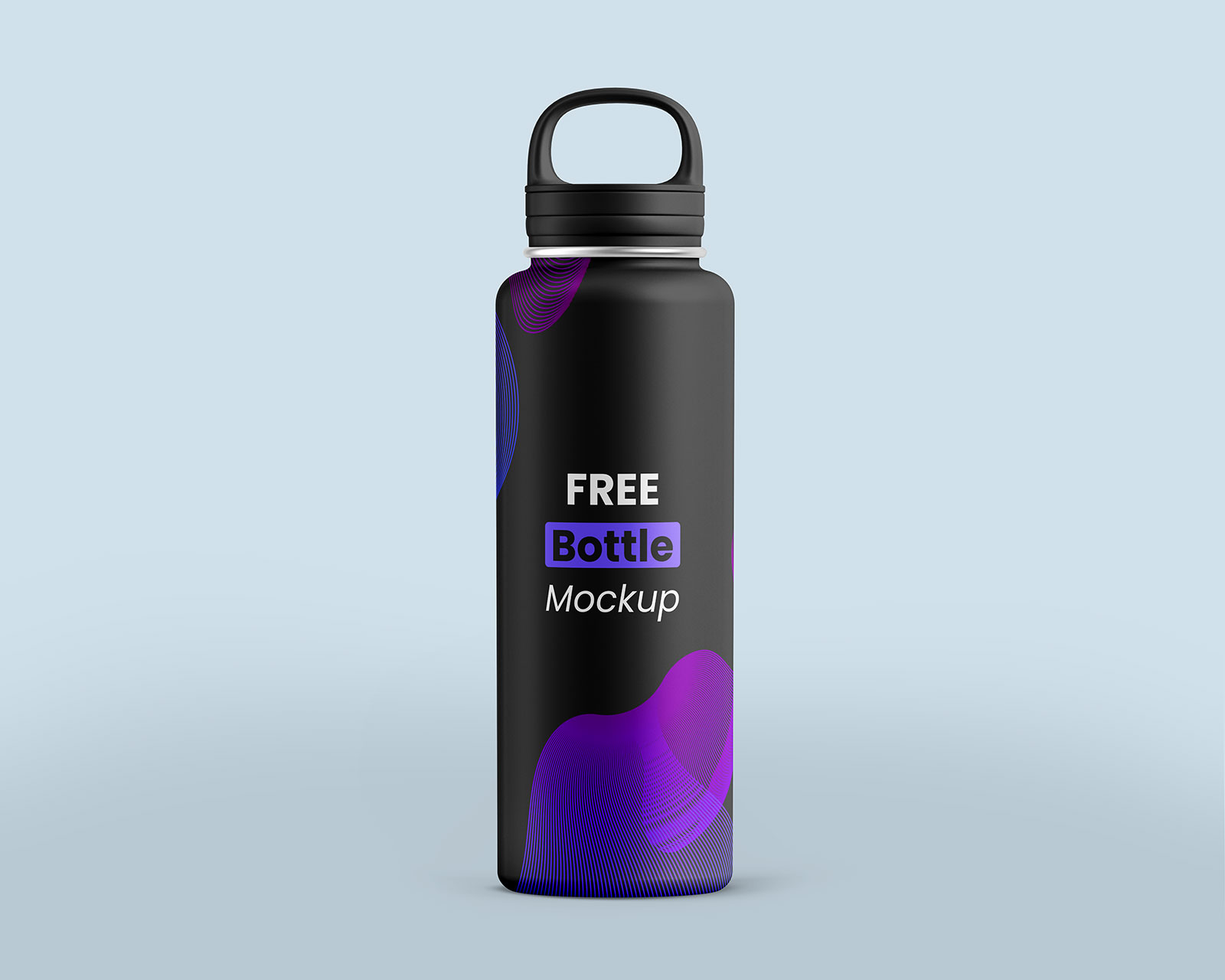 Free Reusable Aluminum Metallic Water Bottle Mockup PSD Set