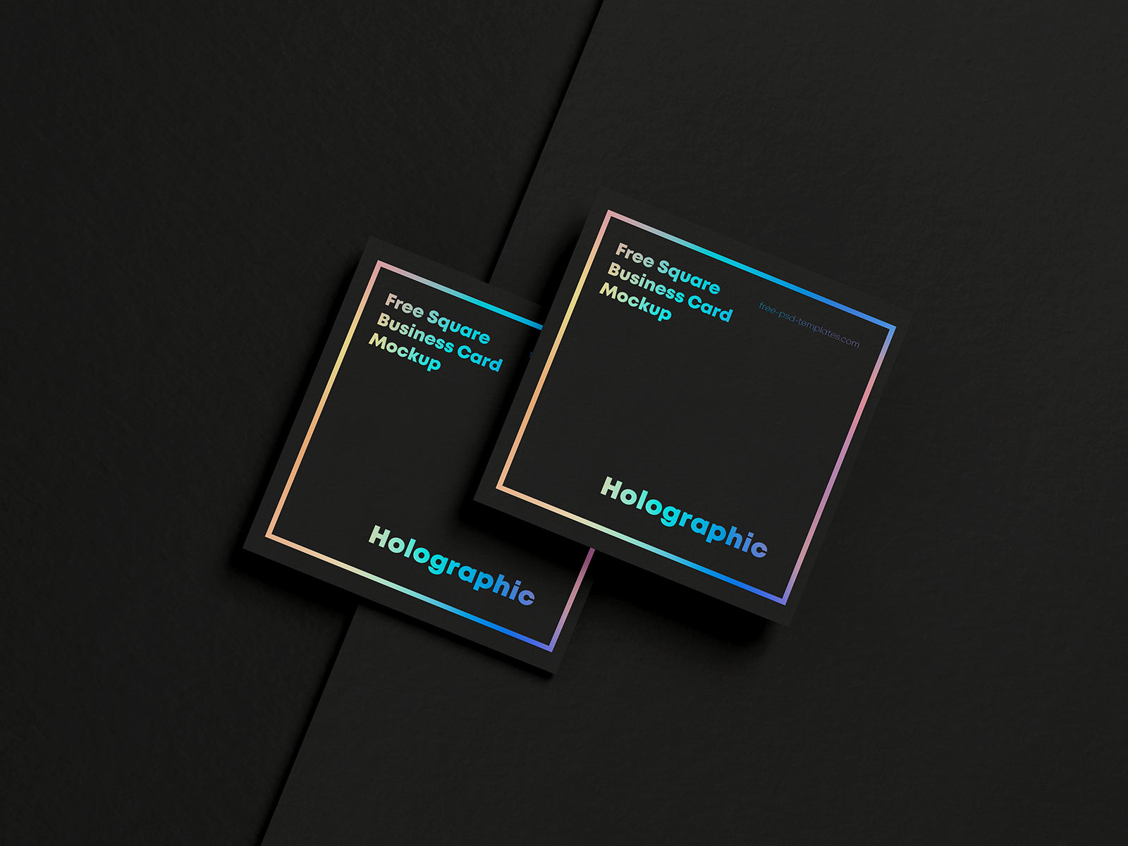 Free Square Black Business Card Mockup PSD Set