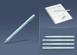 Free Micron Fineliner Pen & Ring Binder Notebook Mockup PSD Set