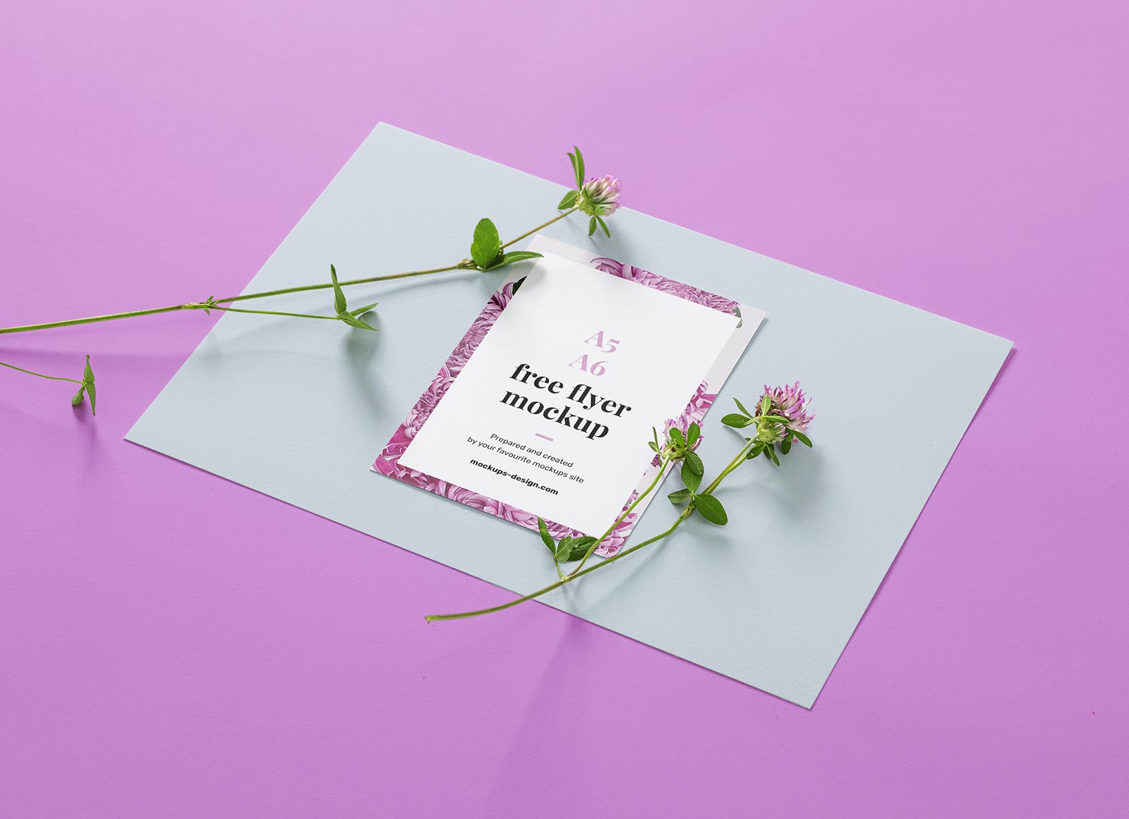 Free A5 & A6 Size Flyer Mockup With Flower